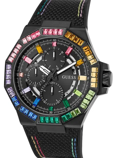 Guess Usa Crystal-encrusted Chronograph 46mm In Black