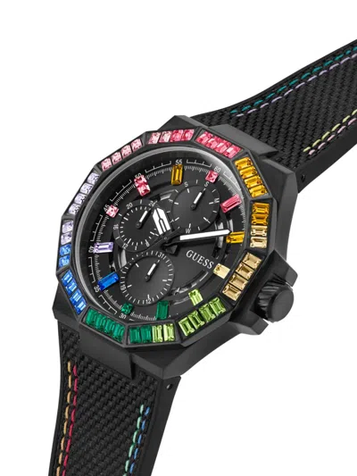 Guess Usa Crystal-encrusted Chronograph 46mm In Black