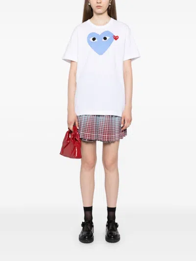 Comme Des Garçons Play Signature Heart Motifcotton T-shirt In White