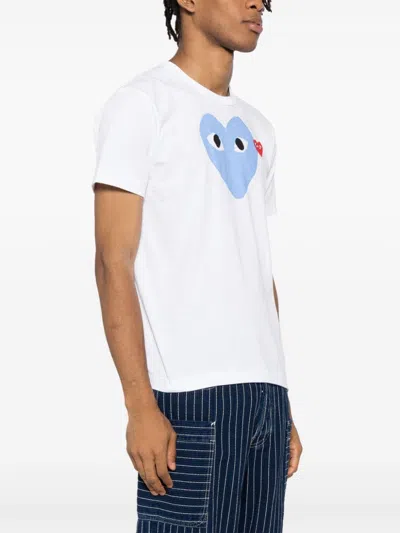 Comme Des Garçons Play Signature Heart Motifcotton T-shirt In White