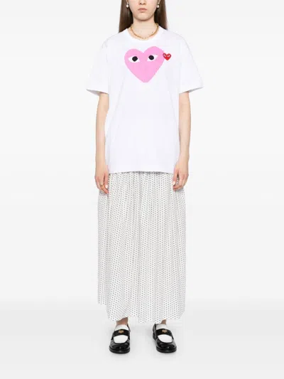 Comme Des Garçons Play Heart-printed T-shirt In White