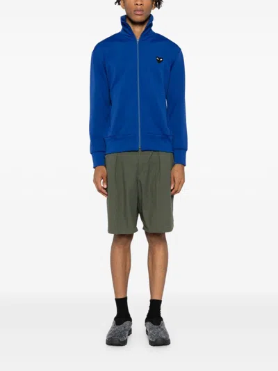 Comme Des Garçons Play Heart-print Jersey Track Jacket In Blue