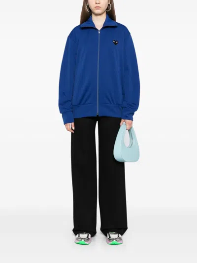 Comme Des Garçons Play Heart-print Jersey Track Jacket In Blue