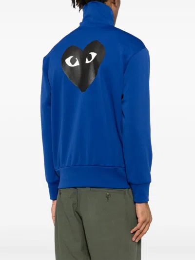 Comme Des Garçons Play Heart-print Jersey Track Jacket In Blue