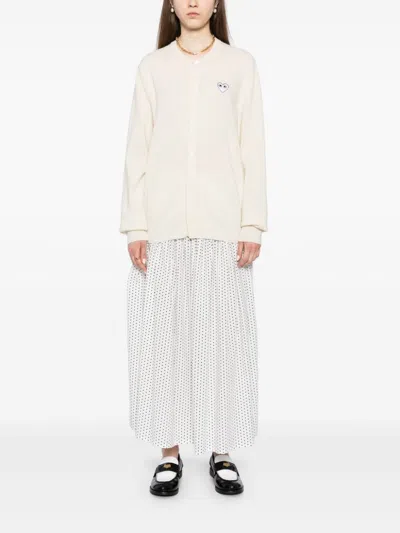 Comme Des Garçons Play Heart-motif Wool Cardigan In Neutrals
