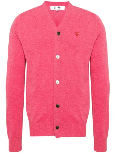 Comme Des Garçons Play Wool Cardigan In Pink