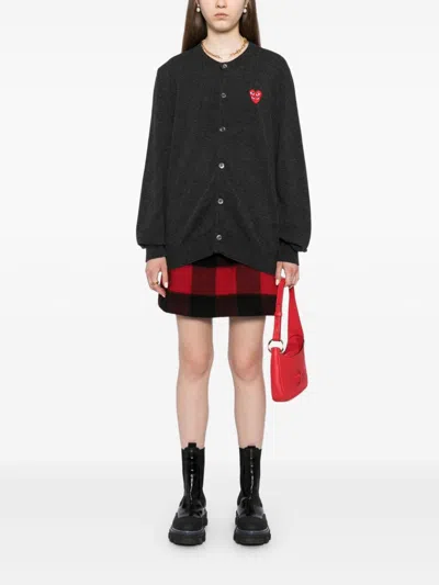 Comme Des Garçons Play Black Small Heart Patch Cardigan In Grey