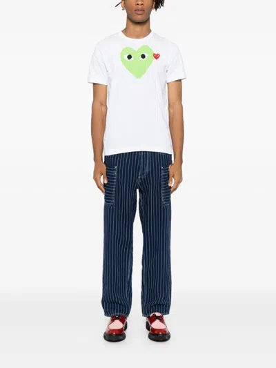 Comme Des Garçons Play Signature Heart Motif Cotton T-shirt In White