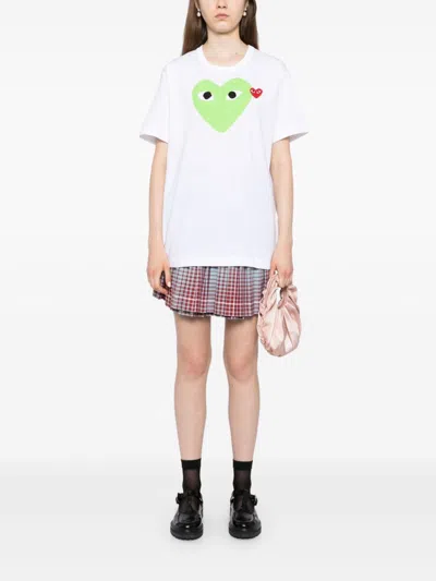Comme Des Garçons Play Signature Heart Motif Cotton T-shirt In White