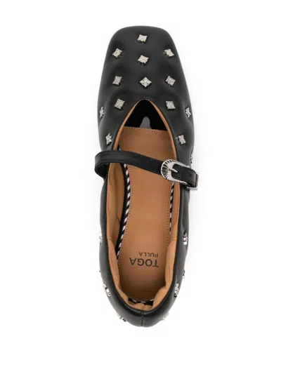 Toga Soft Leather Ballerinas For Women In Black