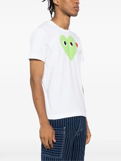Comme Des Garçons Play Signature Heart Motif Cotton T-shirt In White