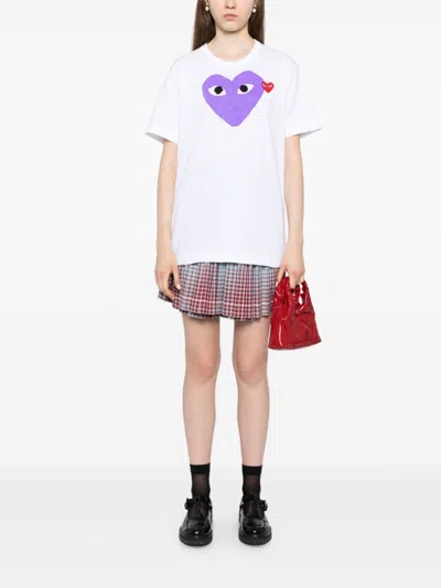 Comme Des Garçons Play Signature Heart Motif Cotton T-shirt In White