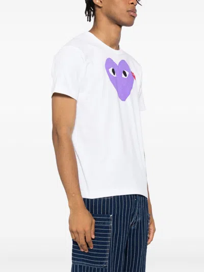 Comme Des Garçons Play Signature Heart Motif Cotton T-shirt In White