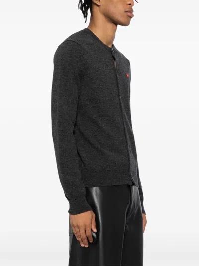 Comme Des Garçons Play Wool Cardigan In Grey
