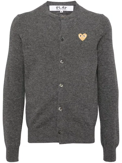 Comme Des Garçons Play Wool Cardigan In Grey