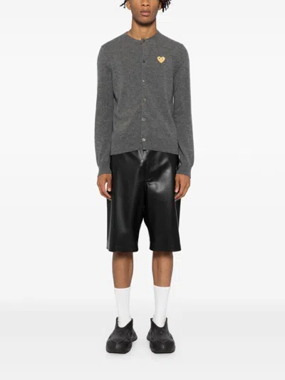 Comme Des Garçons Play Wool Cardigan In Grey