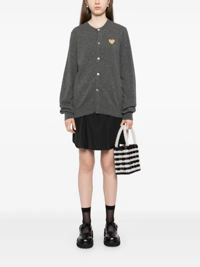 Comme Des Garçons Play Wool Cardigan In Grey