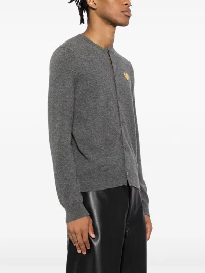 Comme Des Garçons Play Wool Cardigan In Grey