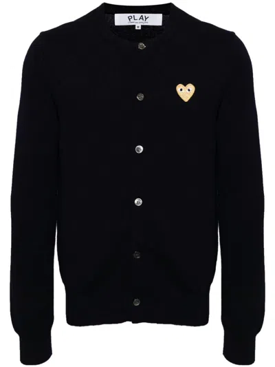 Comme Des Garçons Play Wool Cardigan In 002 Navy