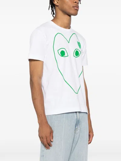 Comme Des Garçons Play Heart-printed T-shirt In White