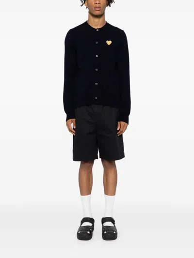 Comme Des Garçons Play Wool Cardigan In 002 Navy