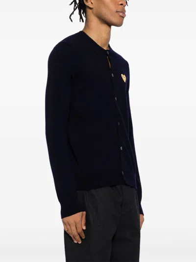 Comme Des Garçons Play Wool Cardigan In 002 Navy