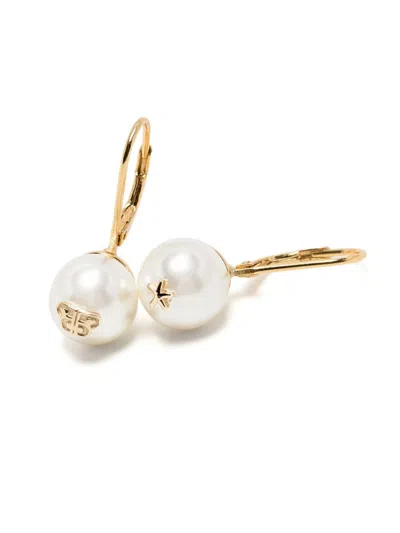 Bapy By *a Bathing Ape® Logo Pearl Earrings In Gold