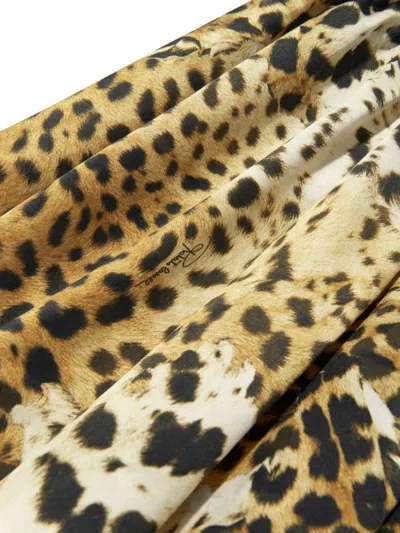 Roberto Cavalli Logo-embroidered Jaguar-print Dress In White