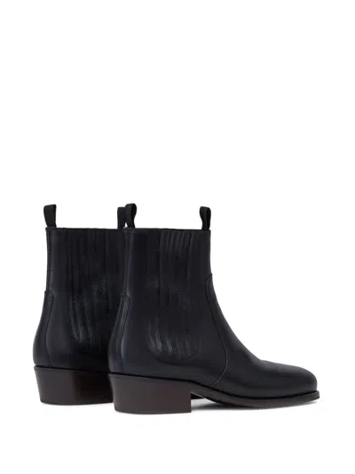 Lemaire Black Vegetable-tanned Chelsea Boots In Bk999 Black