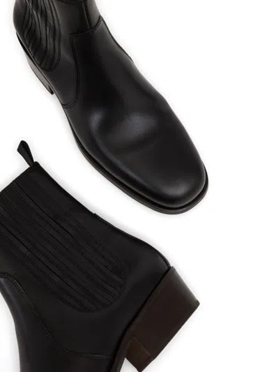 Lemaire Black Vegetable-tanned Chelsea Boots In Bk999 Black