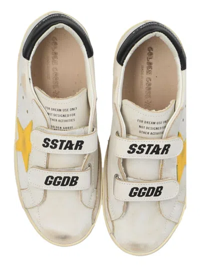 Golden Goose White Old School Sneakers For Kids With Star In White