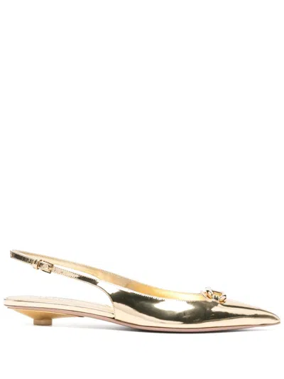 Valentino Garavani 25mm Vlogo Slingback Pumps In Gold