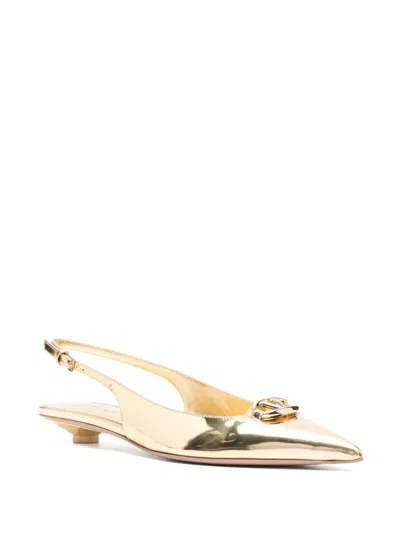 Valentino Garavani 25mm Vlogo Slingback Pumps In Gold