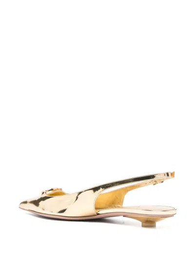 Valentino Garavani 25mm Vlogo Slingback Pumps In Gold