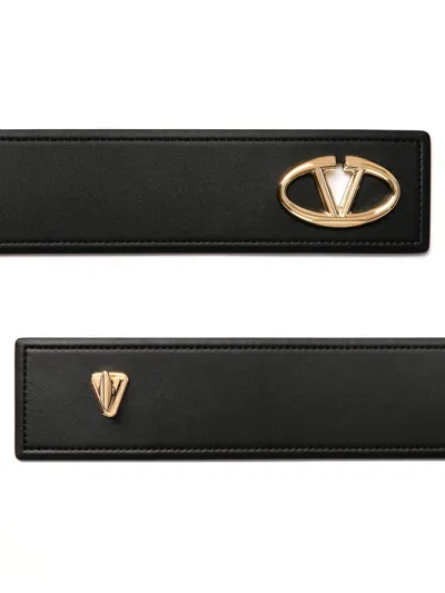 Shop Valentino Vlogo Leather Belt In Black