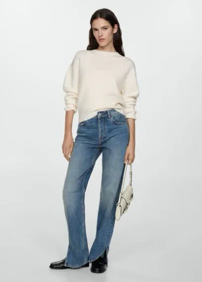 Shop Mango Knitted Sweater With Glitter Detail White In Blanc