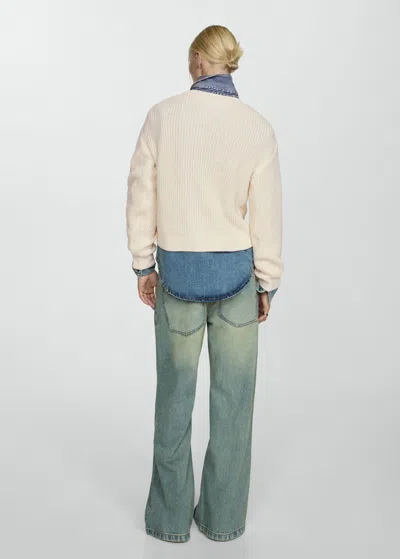 Mango Pearl Chunky-knit Sweater Ecru In Écru