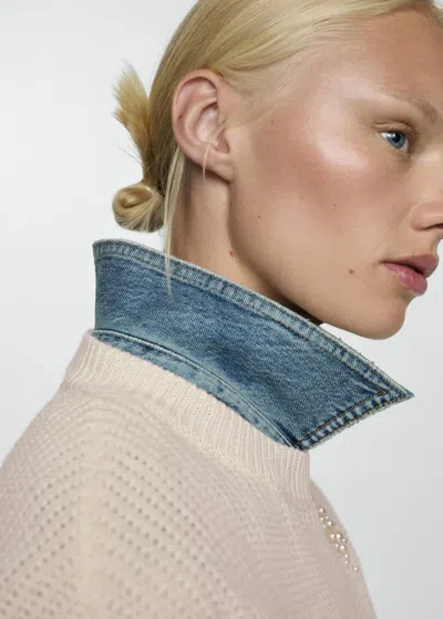Mango Pearl Chunky-knit Sweater Ecru In Écru