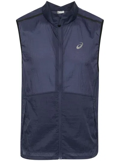 Shop Asics Metarun Packable Gilet Clothing In 400 Thunder Blue