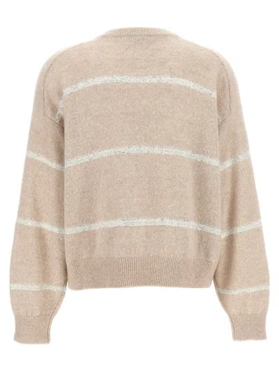 Shop Brunello Cucinelli Sequin Sweater In Beige