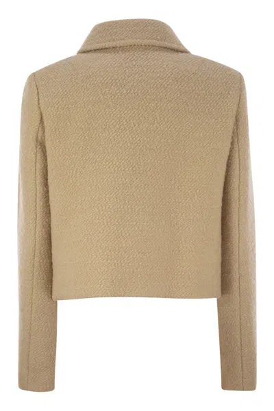 Shop Fay 3-hook Wool Jacket In Beige