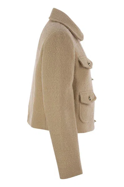 Shop Fay 3-hook Wool Jacket In Beige