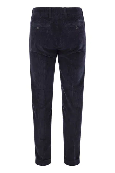 Shop Fay Slim Corduroy Trousers In Blue