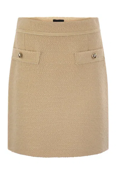 Fay Short Skirt With Boucle Details In Beige