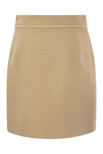 Fay Short Skirt With Boucle Details In Beige