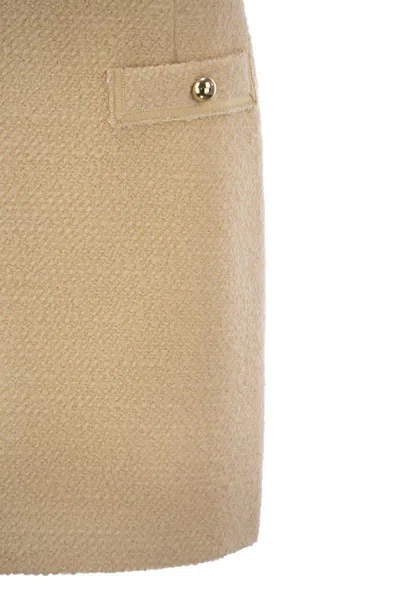 Fay Short Skirt With Boucle Details In Beige