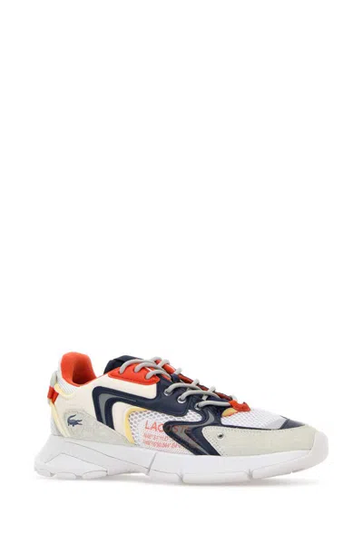 Lacoste Leather And Mesh Neo Sneakers With Contrast Accents In Multicoloured