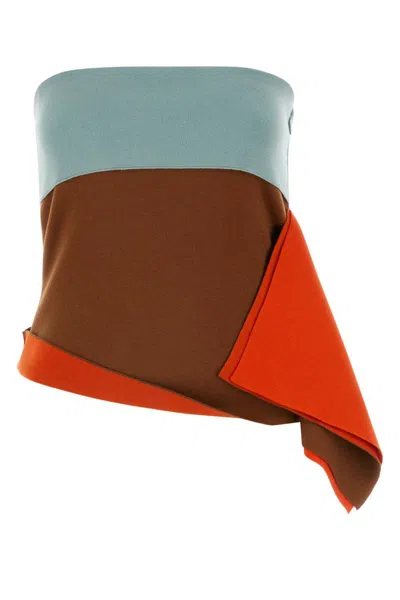 Fendi Draped Asymmetric Mini Skirt In Multicoloured