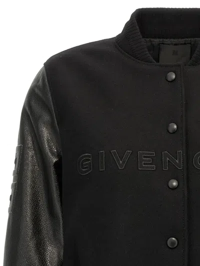 Shop Givenchy Cropped Logo Bomber Jacket In Multicolor