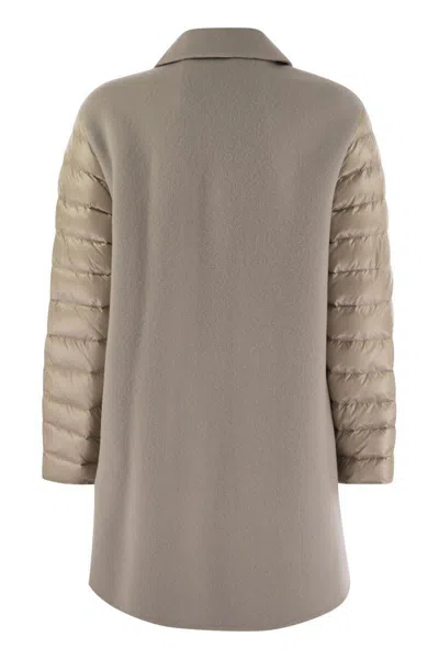 Herno Women's Coat With Down Sleeves In Beige